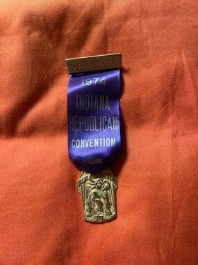 Vintage 1974 Indiana Republican Convention Delegate Ribbon Badge Medal